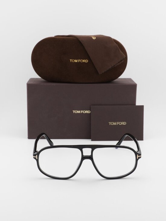 Tom Ford FT6082-B 001 Aviator Eyeglasses 57mm - Black / Blue Light Block